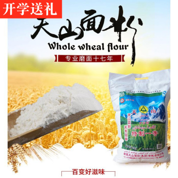 新疆天山面粉特一粉5kg高10斤/袋拉面中筋新强精冬麦