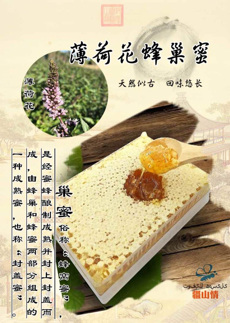 一斤老蜂巢蜜新疆黑蜂蜜纯正天然可以嚼着吃的蜂蜜500g盒