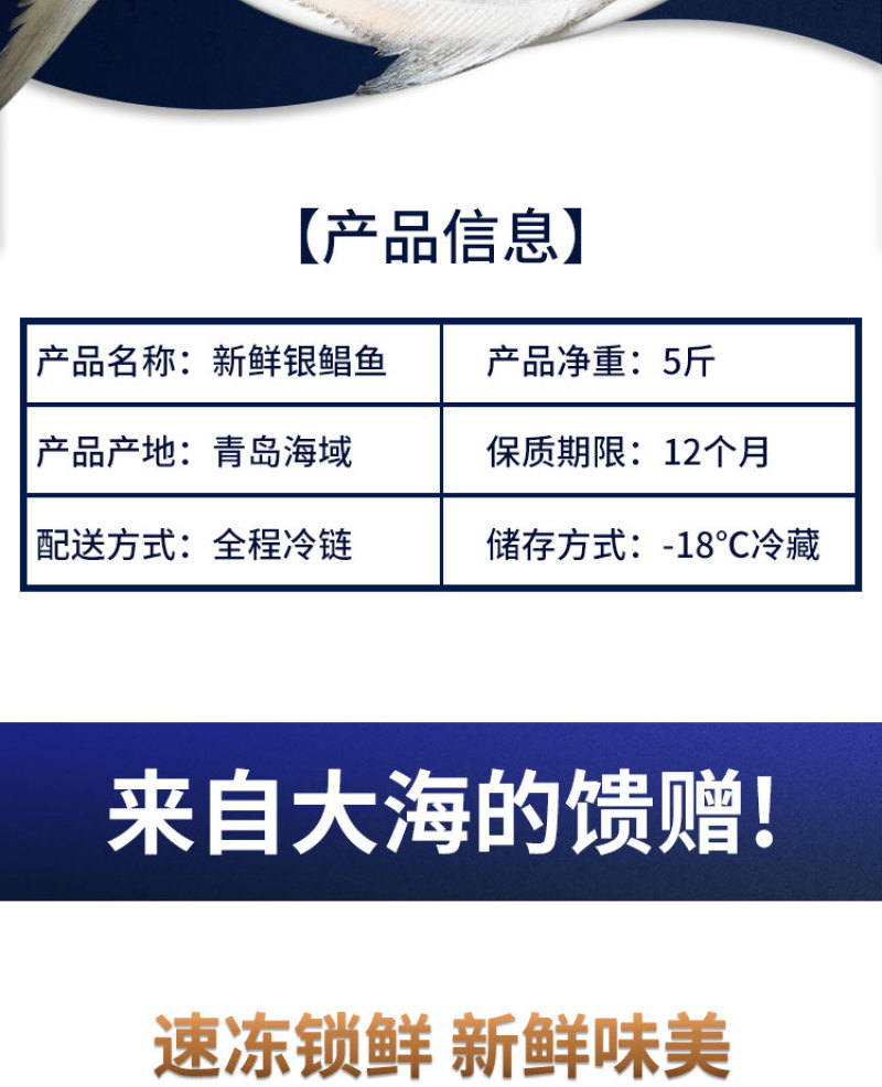 顺丰包邮一件代发海捕新鲜银鲳鱼3-12条/斤