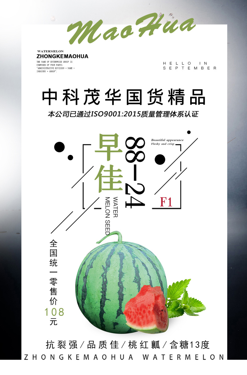 中科茂华瓜果种子中科早佳88-24西瓜种子海南麒麟西瓜種