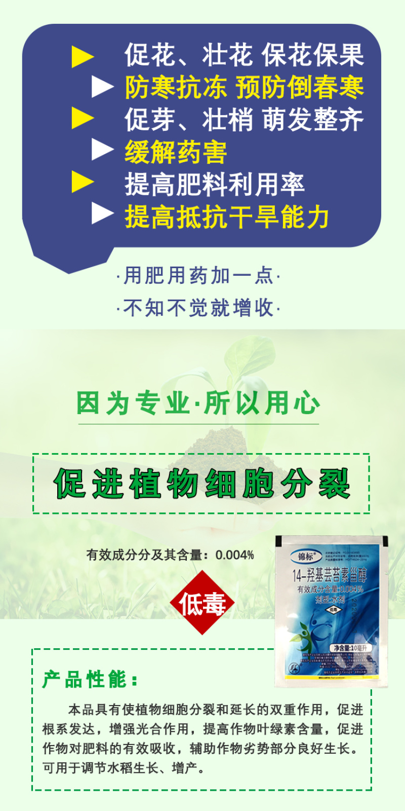 锦标0.004%14-羟基芸苔素甾醇调节生长生长调节剂