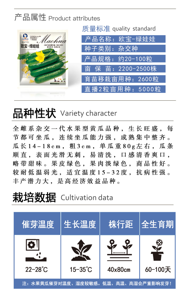中科茂华蔬菜种子欧宝绿娃娃荷兰水果黄瓜种子小黄瓜