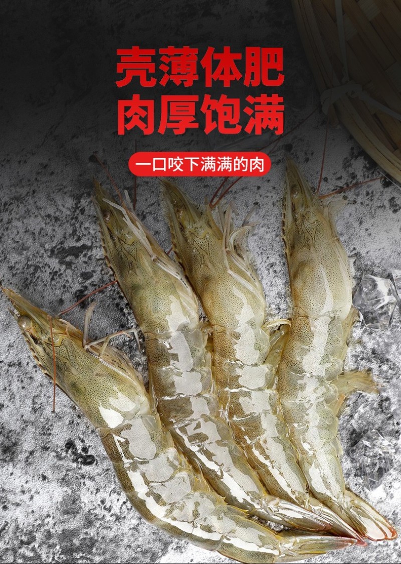 一件代发包邮4斤装海捕大虾对虾白虾可微商直播团购