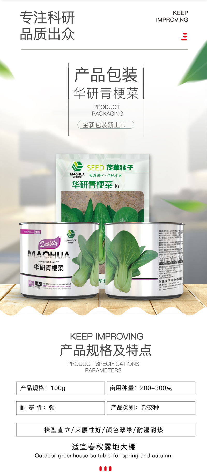 中科茂华蔬菜种子华研青梗菜种子杂交油菜种子品质好无纤维