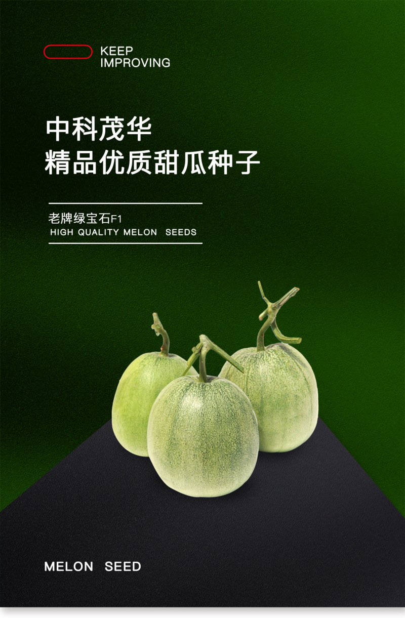 中科茂华瓜果种子杂交老牌绿宝石甜瓜种子皮肉瓤绿色高糖