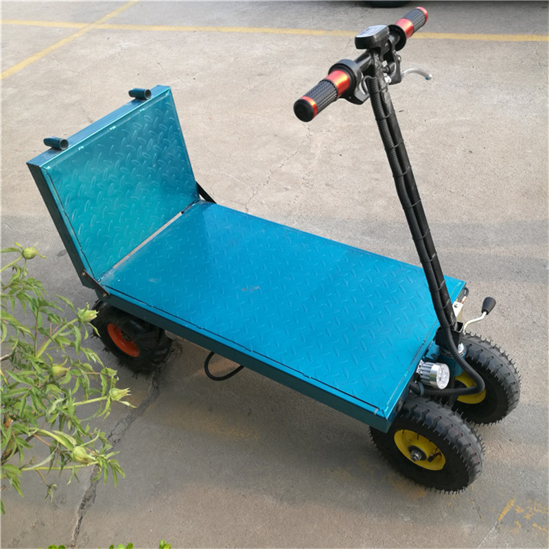 大棚电动平板车电动农用平板车可倒骑电动拉货车温室大棚