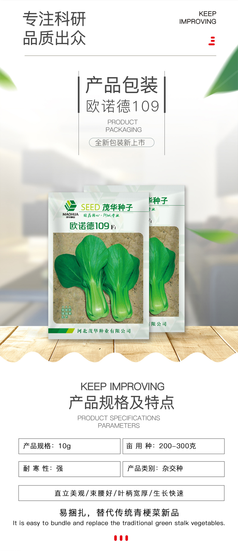 中科茂华蔬菜种子欧诺德109杂交青梗菜种子耐湿热家庭园艺