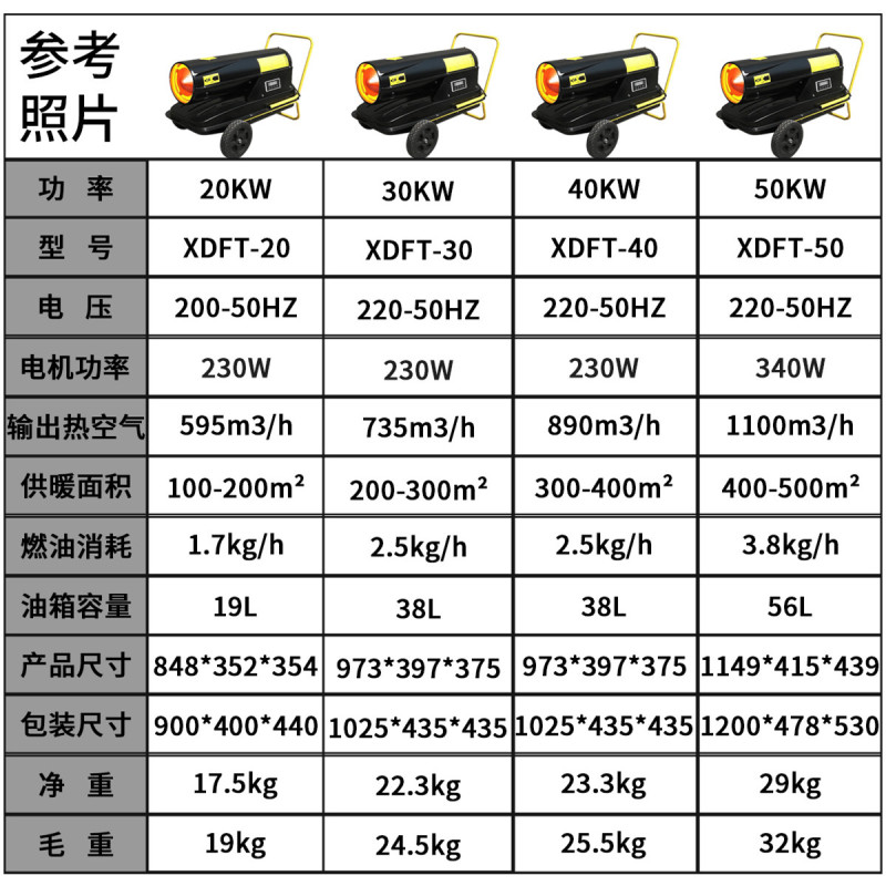 小型暖风机移动式工业燃油热风机鸭舍控温暖风机