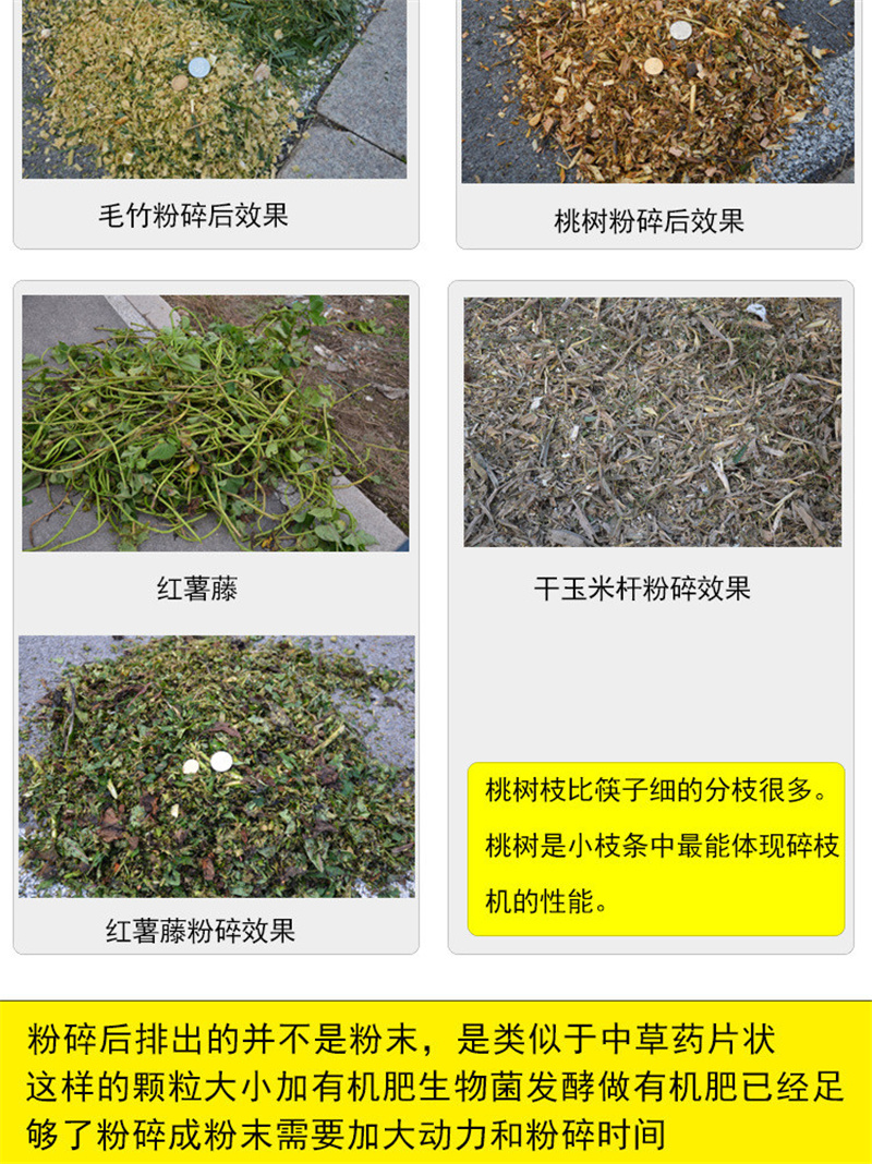 木林业树枝葡萄枝木材粉碎机大马力农场果园手推电动柴油碎