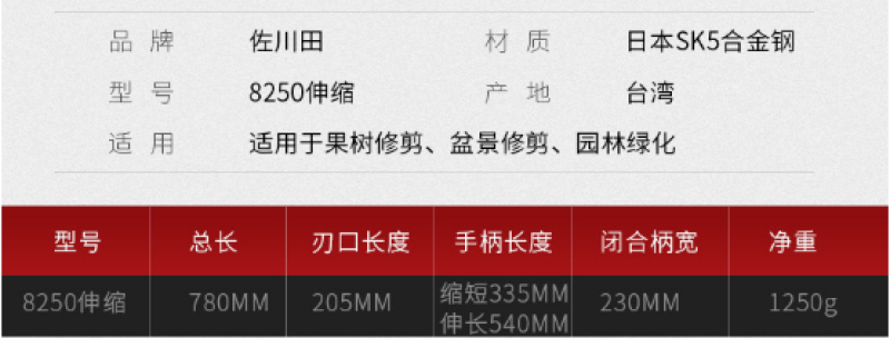 台湾佐川田8250篱笆剪绿篱剪草坪剪园林绿化
