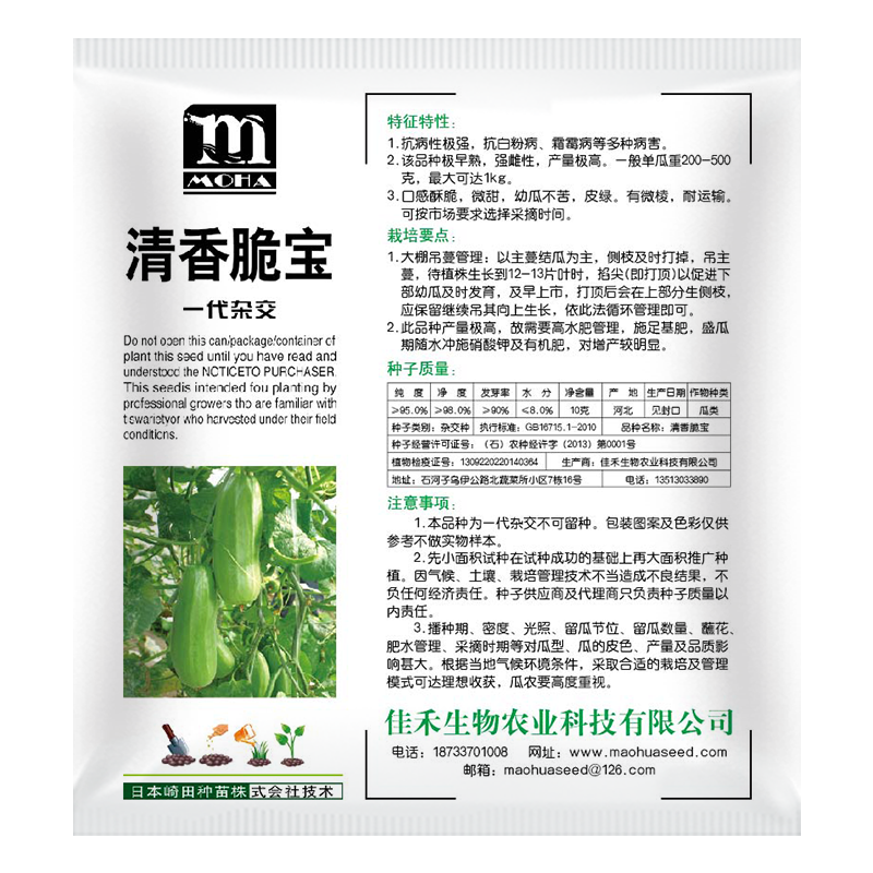中科茂华瓜果蔬菜种子清香脆宝菜瓜种子无棱绿皮菜瓜低糖型