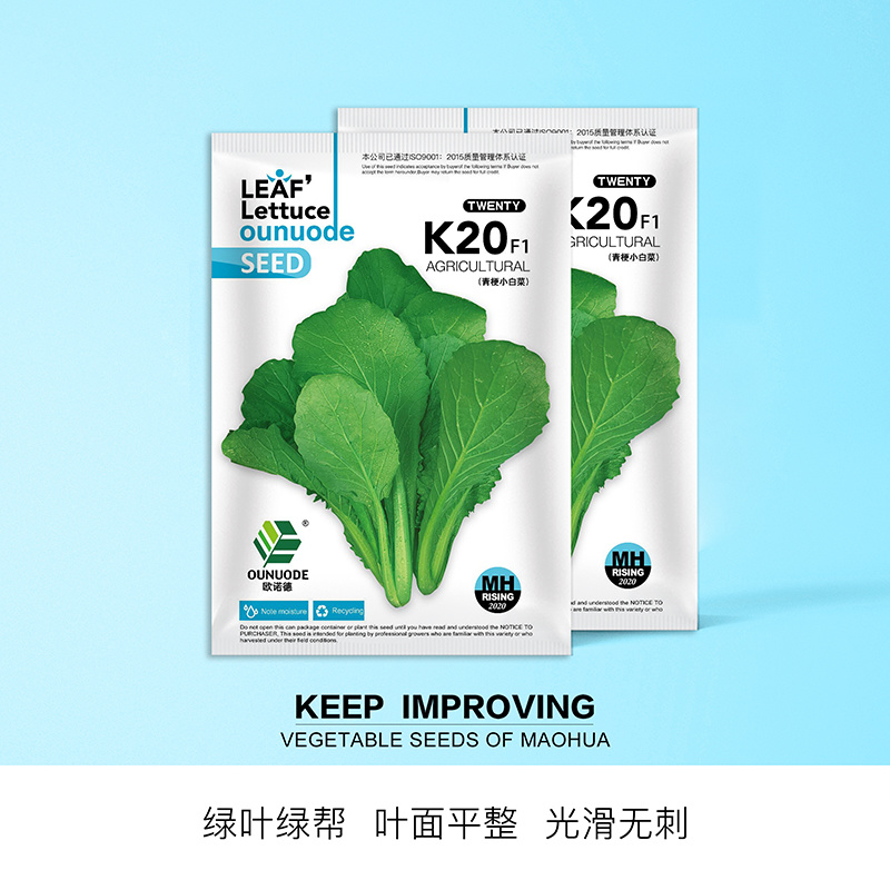 中科茂华蔬菜种子K20小白菜种子无绒毛青梗小白菜种子绿叶