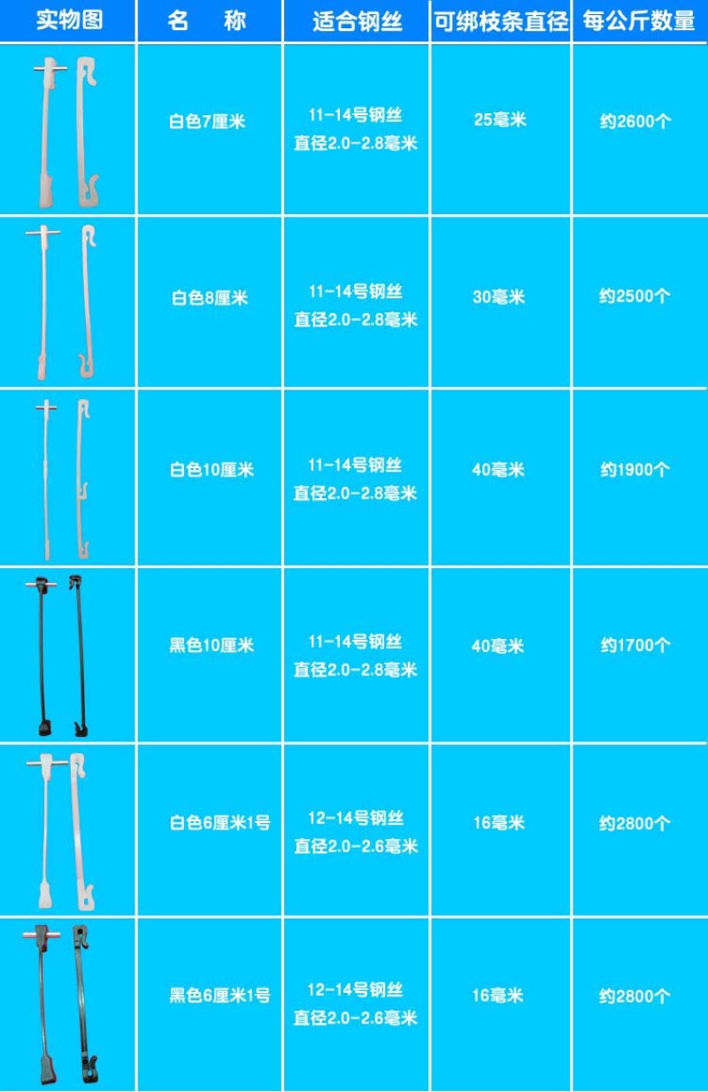 15厘米长绑枝卡扣塑料卡子绑蔓卡子枝条卡子葡萄枝条卡扣