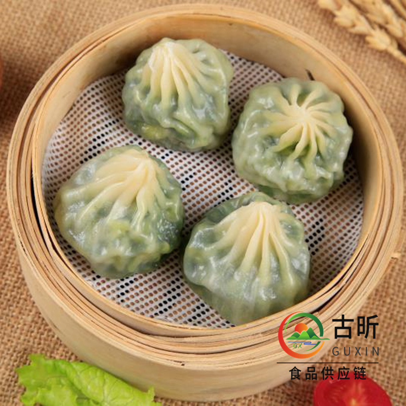 古昕供应链薄皮素包子素馅营养早餐商用加热即食整件批发