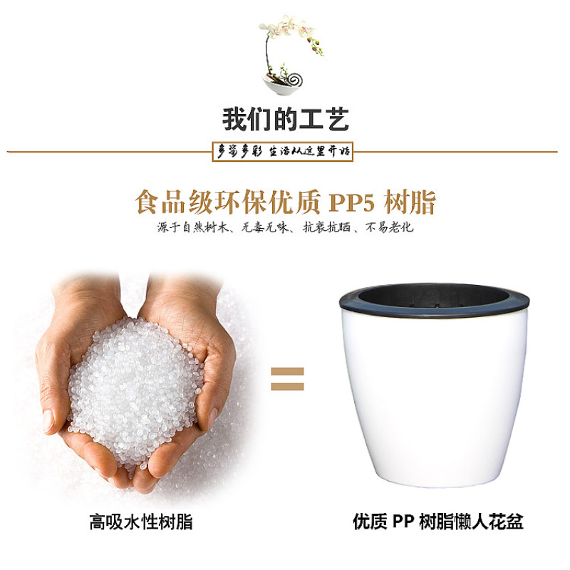 自动吸水懒人花盆仿陶塑料盆绿植水培大号树脂盆黑白彩色