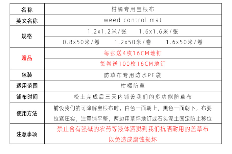 厂家直销农夫一品果园防草布多功能耐用透水透气除草布防草