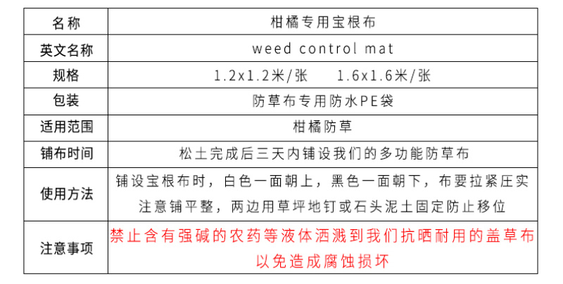 农夫一品新型可降解农用防草布柑橘果园防草除草布抗老化盖草