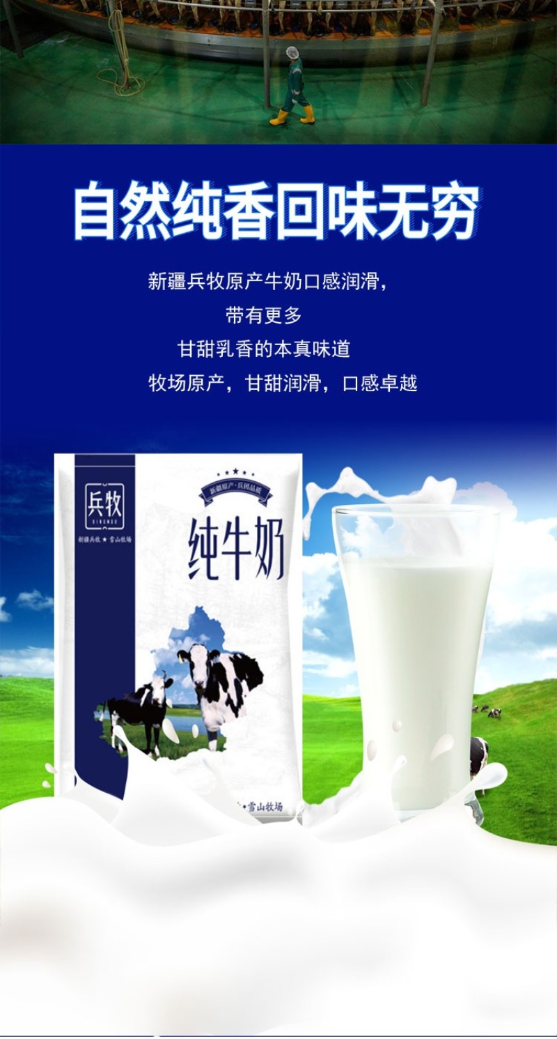 新疆直发包邮~兵团兵牧纯牛奶，全脂牛奶