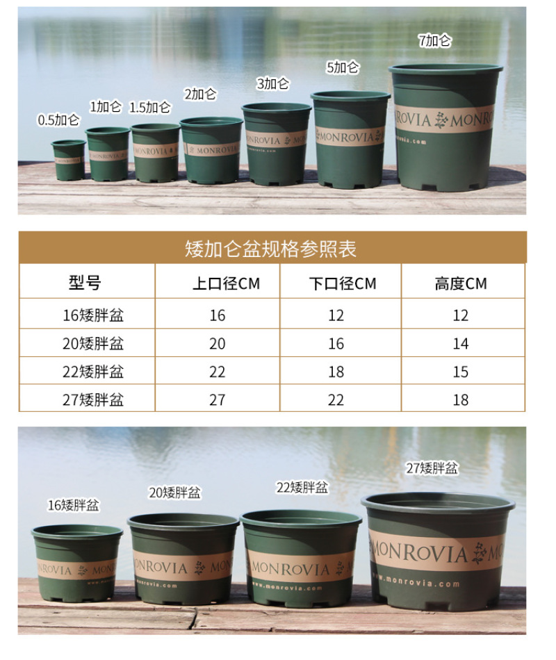 二代矮胖加仑盆阳台多肉盆绿萝月季控根盆树脂塑料花盆批发