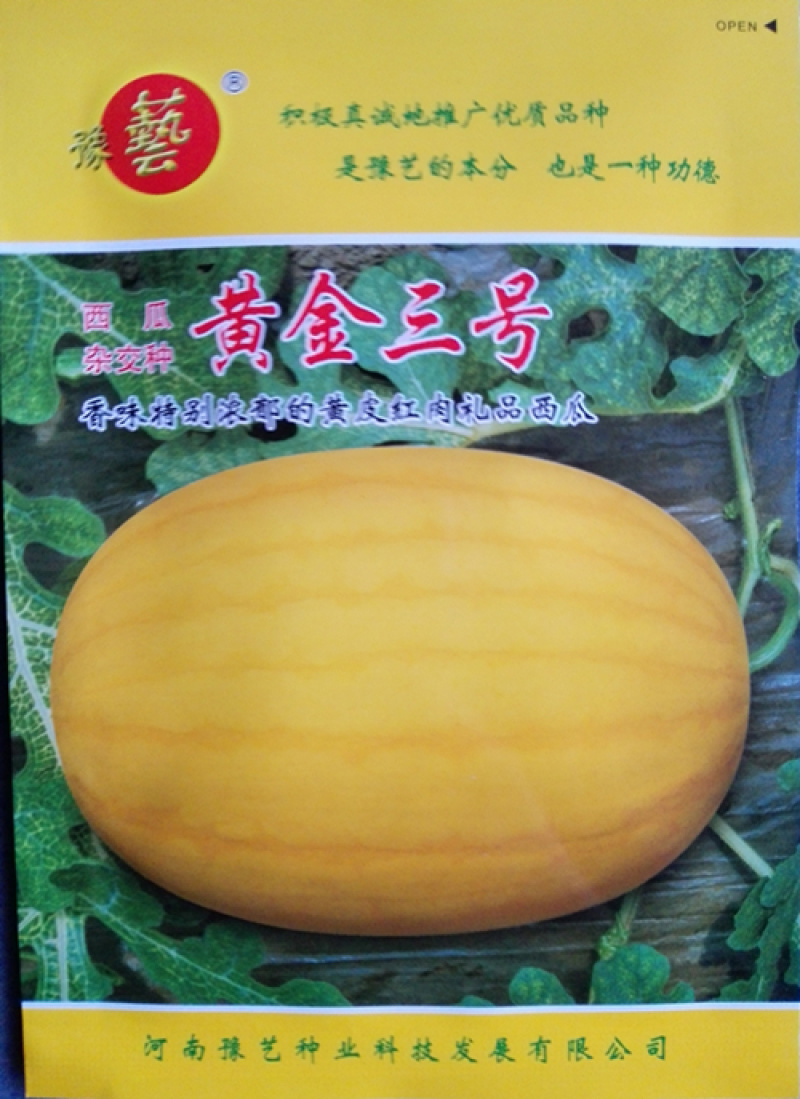 黄皮红肉西瓜种子黄金三号品质好大红瓤豫艺种业厂家直销