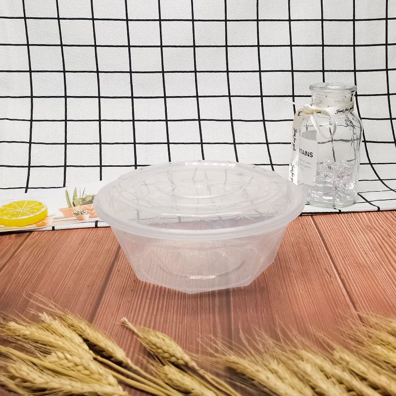 防盗锁扣一次性餐盒外卖打包盒圆形加厚带盖可微波密封塑料餐