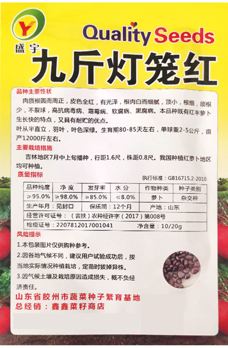 九斤灯笼红东北大红萝卜种子圆形大红丰白肉大红袍红