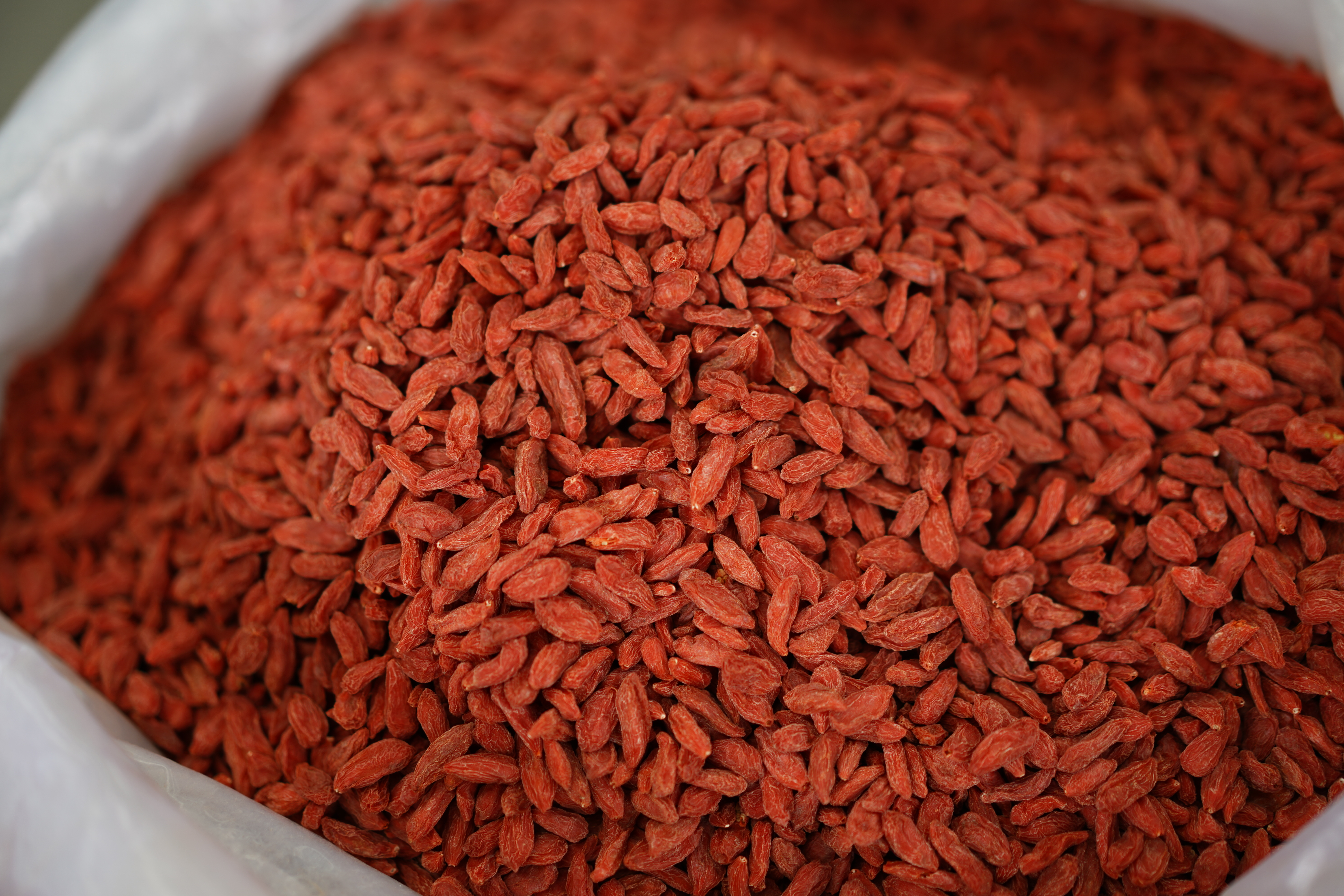 一杯热气腾腾的红糖枸杞水置于木质桌面上，旁边放有散装宁夏枸杞和块状红糖，背景为清晨阳光透过窗户洒入厨房