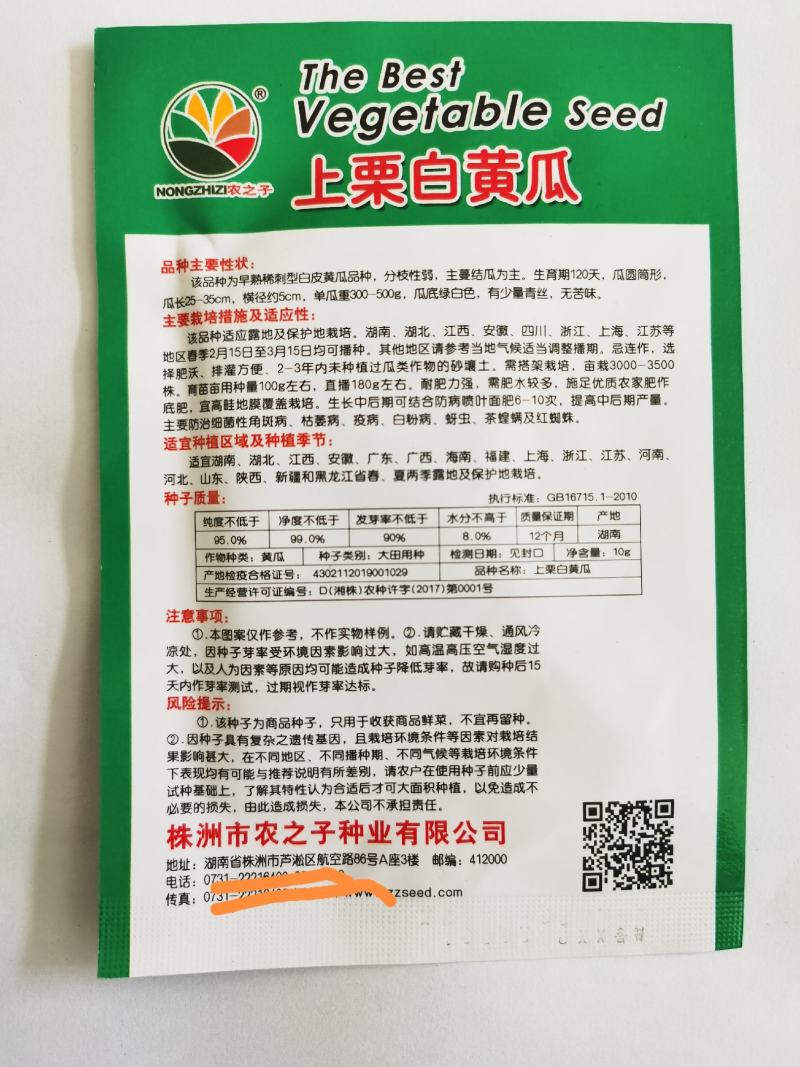 上栗白黄瓜种子水果黄瓜早熟杂交水果型夏秋冬季大田