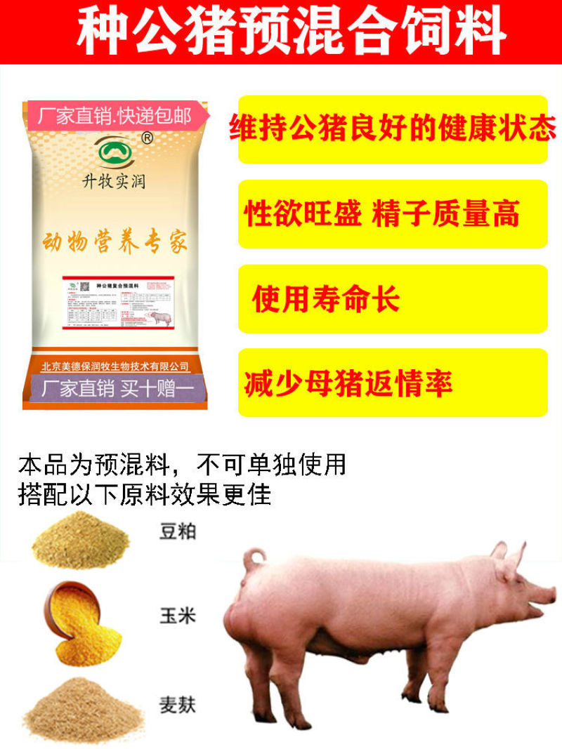 种猪预混料种猪饲料种猪饲料种公猪用预混料提高精液质量补充