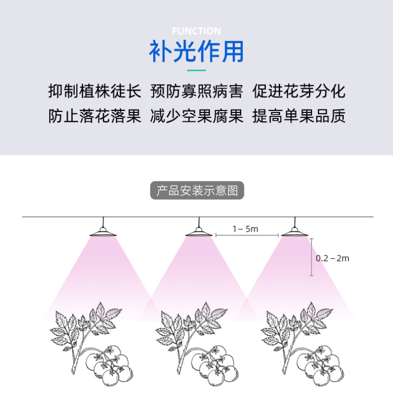 番茄西红柿生长补光灯LED全光谱温室大棚植物灯促进光合防