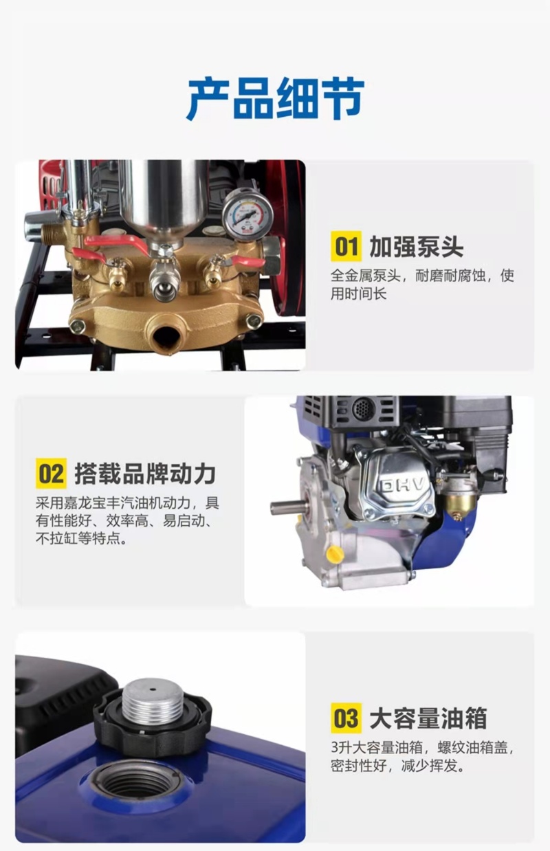 直联汽油喷雾机高压泵农用消毒小型雾化神器弥雾农药喷药机