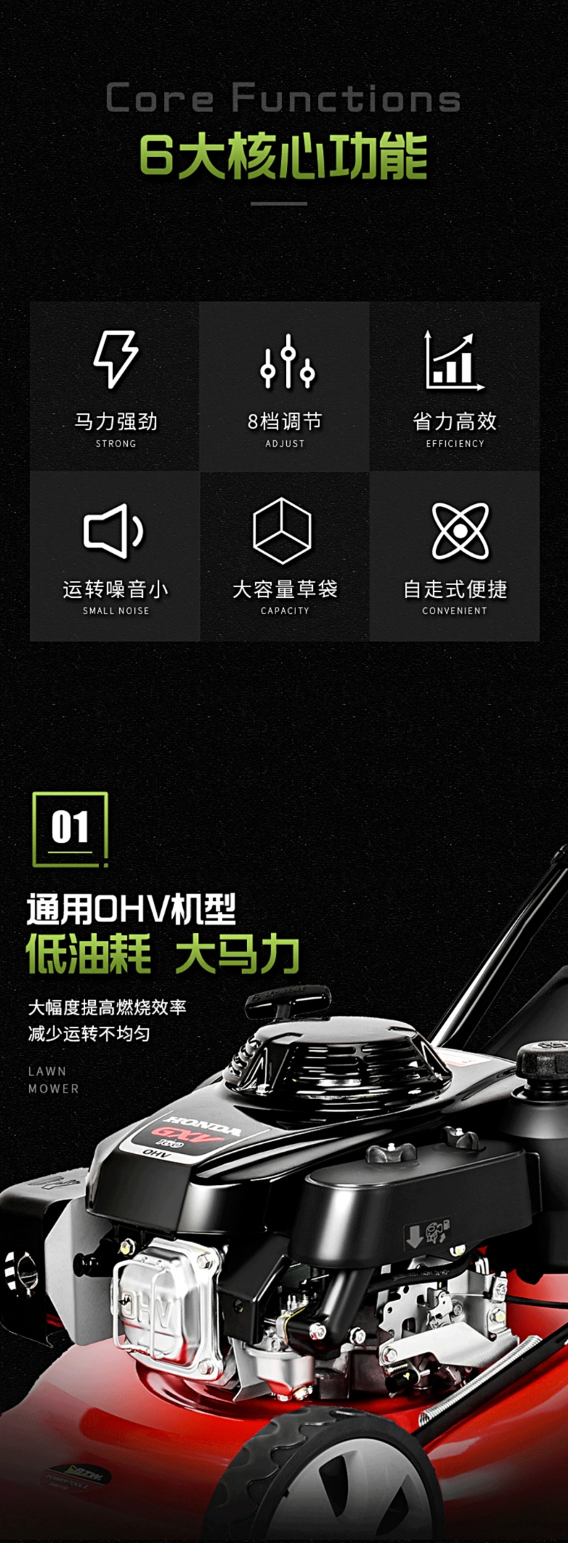 草坪机手推式20寸四冲程汽油自走割草机除草机打草剪草神器