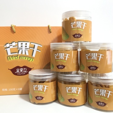 亲果力芒果干菠萝干礼盒100g*6罐水果干果脯香甜可口