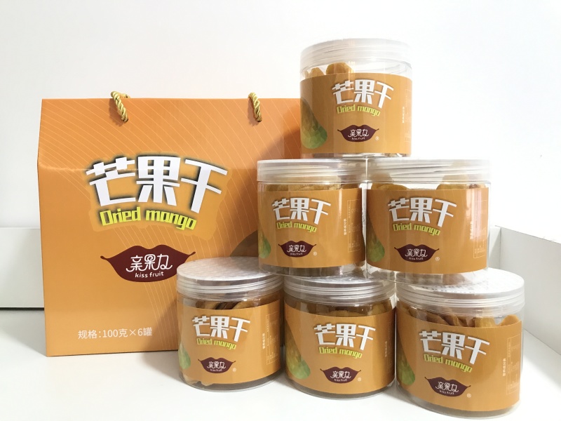 亲果力芒果干菠萝干礼盒100g*6罐水果干果脯香甜可口
