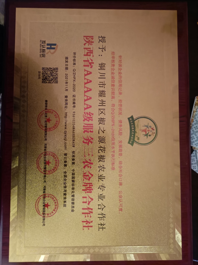 【当季新货】新货陕西韩城黄盖狮子大红袍花椒特麻特香