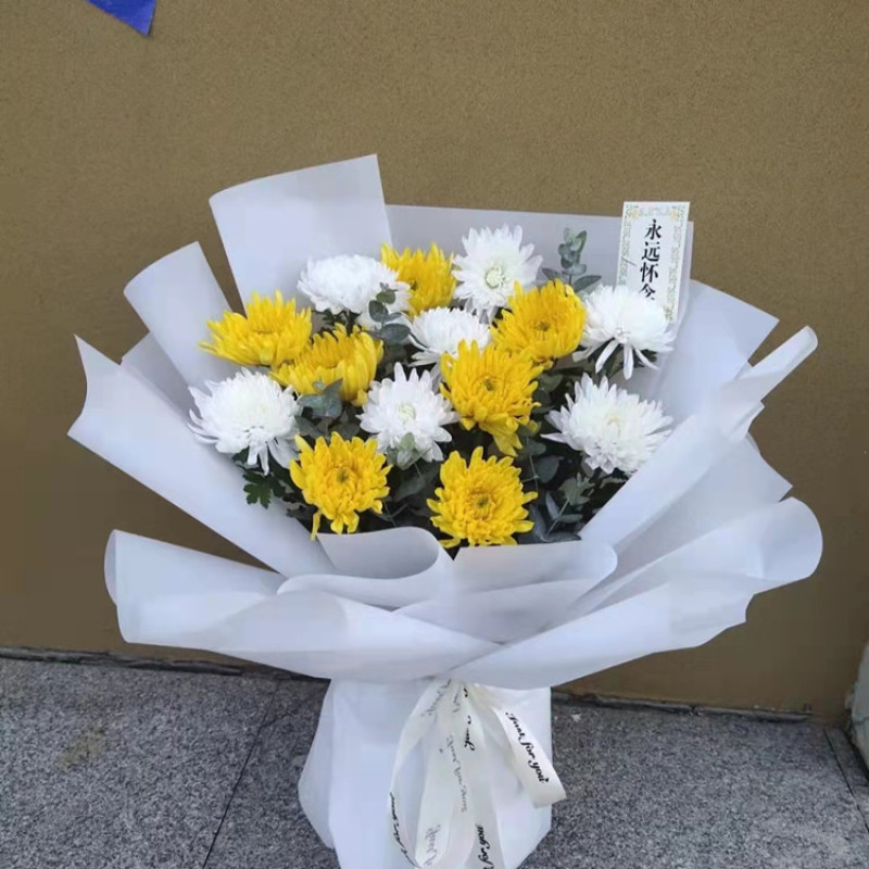 清明节扫墓祭祀黄白菊花鲜花真花批发云南基地直发