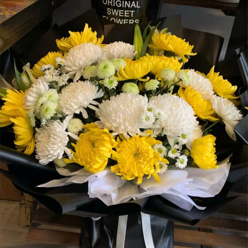 清明节扫墓祭祀黄白菊花鲜花真花批发云南基地直发