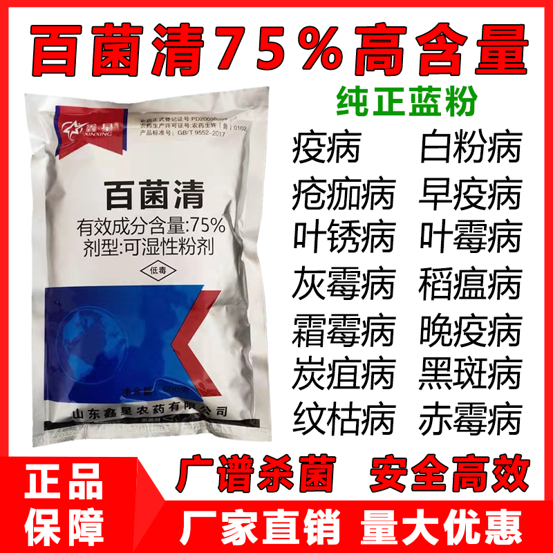 蓝粉75%百菌清蔬菜果树叶斑病白粉病霜霉病锈病炭疽病农