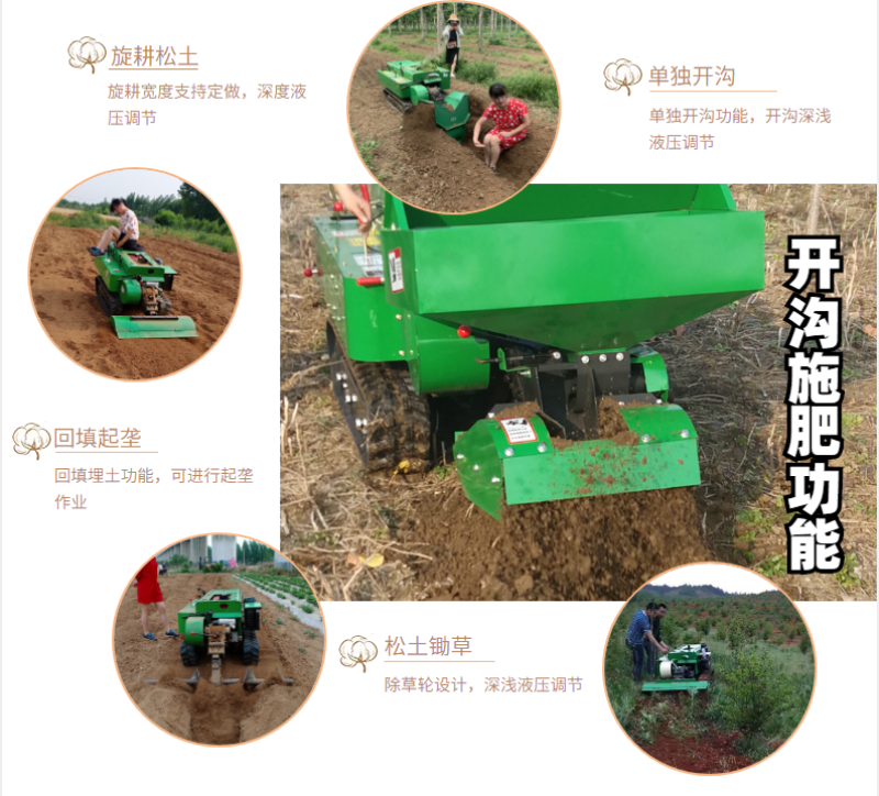 农田大棚小型旋耕机春季施肥机柴油大马力果树园林开沟机