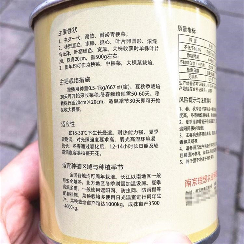 热火九号青梗菜种子上海青种子鸡毛菜高产小白菜油菜种子耐热
