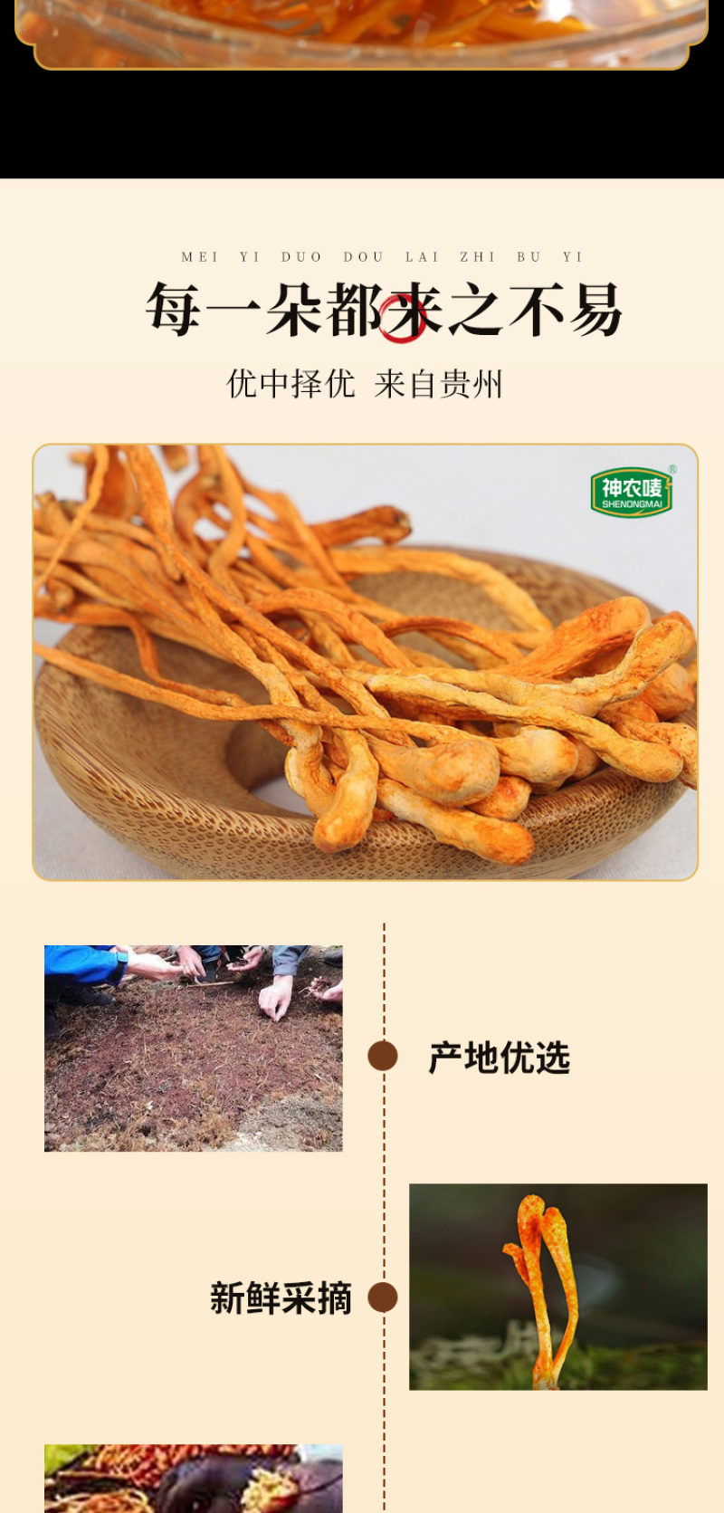 神农唛精选蛹虫草150g/袋