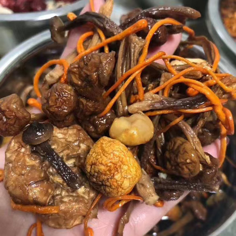 云南七彩菌汤包羊肚菌竹荪姬松茸茶树菇鸡油菌虫草花煲汤火锅