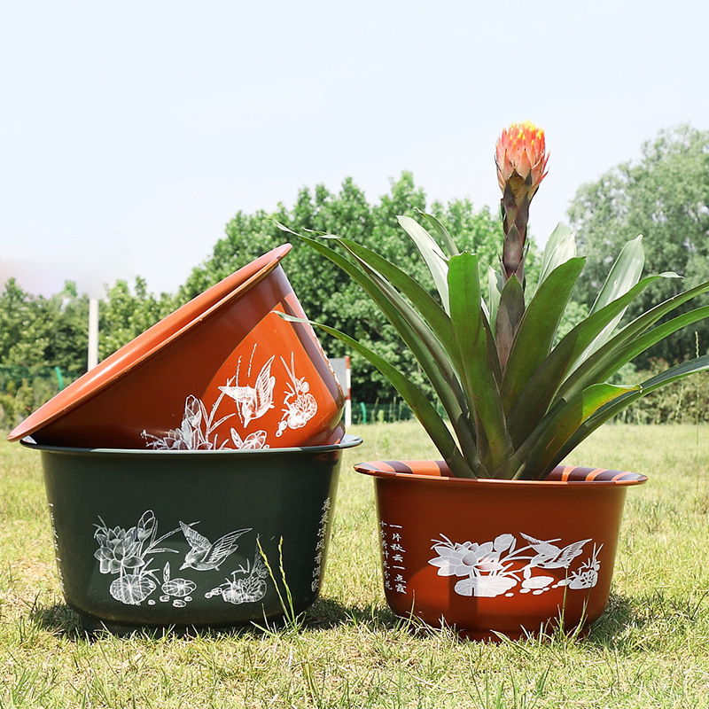 加厚荷花盆睡莲花盆碗莲盆树脂塑料花盆无孔水培花盆批发