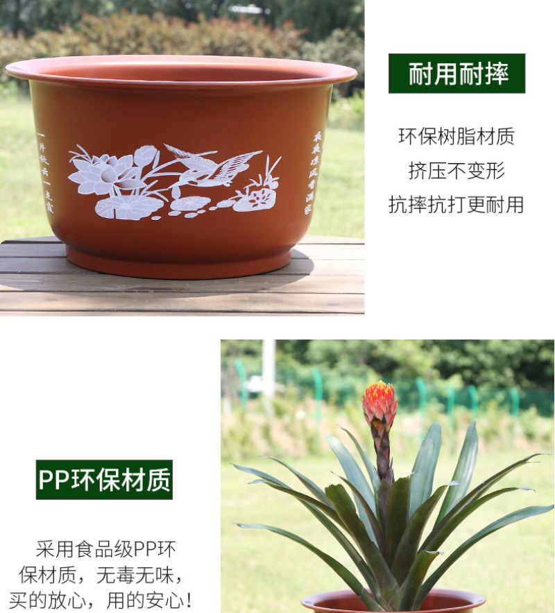 加厚荷花盆睡莲花盆碗莲盆树脂塑料花盆无孔水培花盆批发