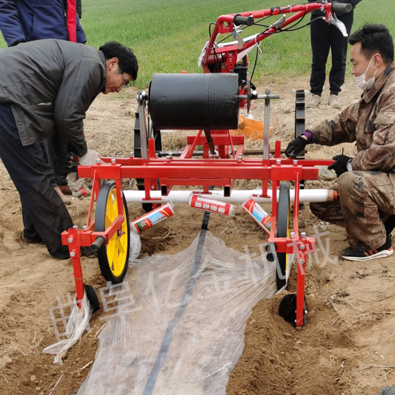 红薯起垄覆膜机宽窄可调自走式覆膜滴管一体机地膜铺盖机