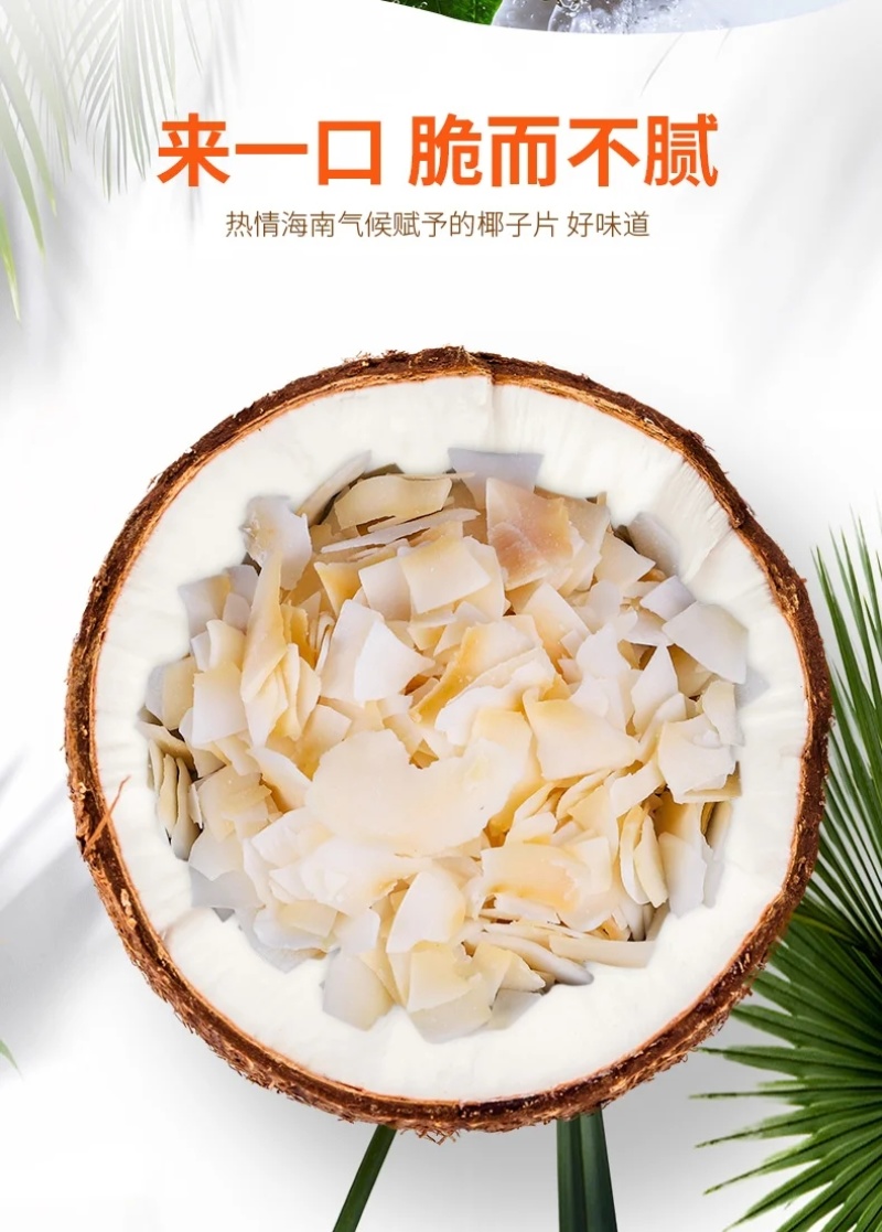 椰子片海南特产零食香碳烤脆片干肉新鲜果干小吃休闲108g