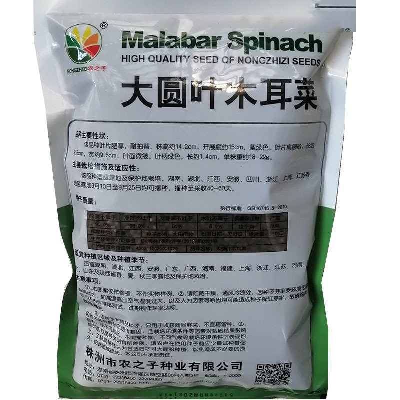 大圆叶木耳菜种子叶片肥厚大叶木耳菜种籽耐高温耐湿