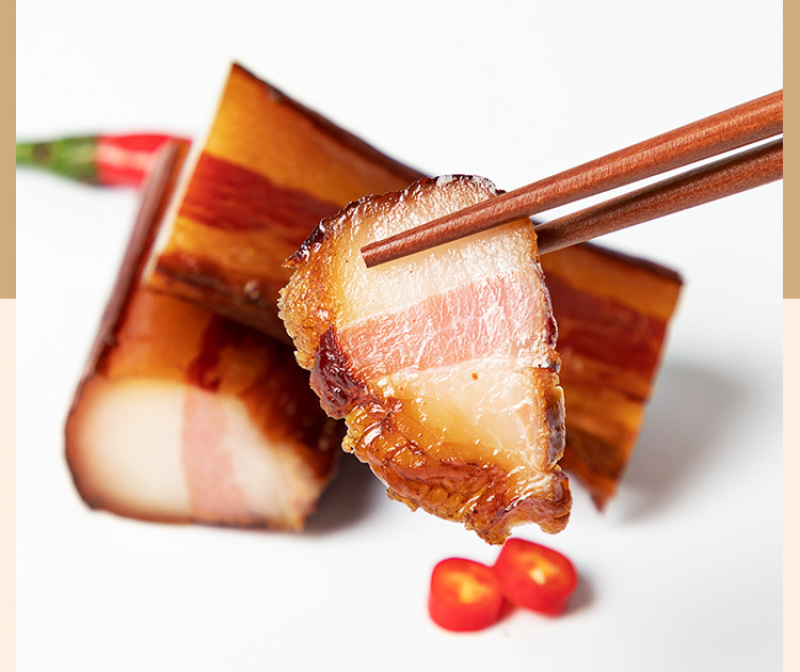 湖南柴火烟熏腊肉偏肥腊肉500g，全国24小时厂家发货