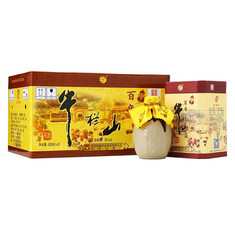 牛栏山批发]36度百年牛栏山400ml*6瓶整箱装浓香型白酒陈酿低度价格