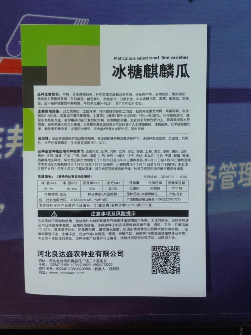 冰糖麒麟西瓜种子早熟质脆多汁皮薄耐高温抗高湿